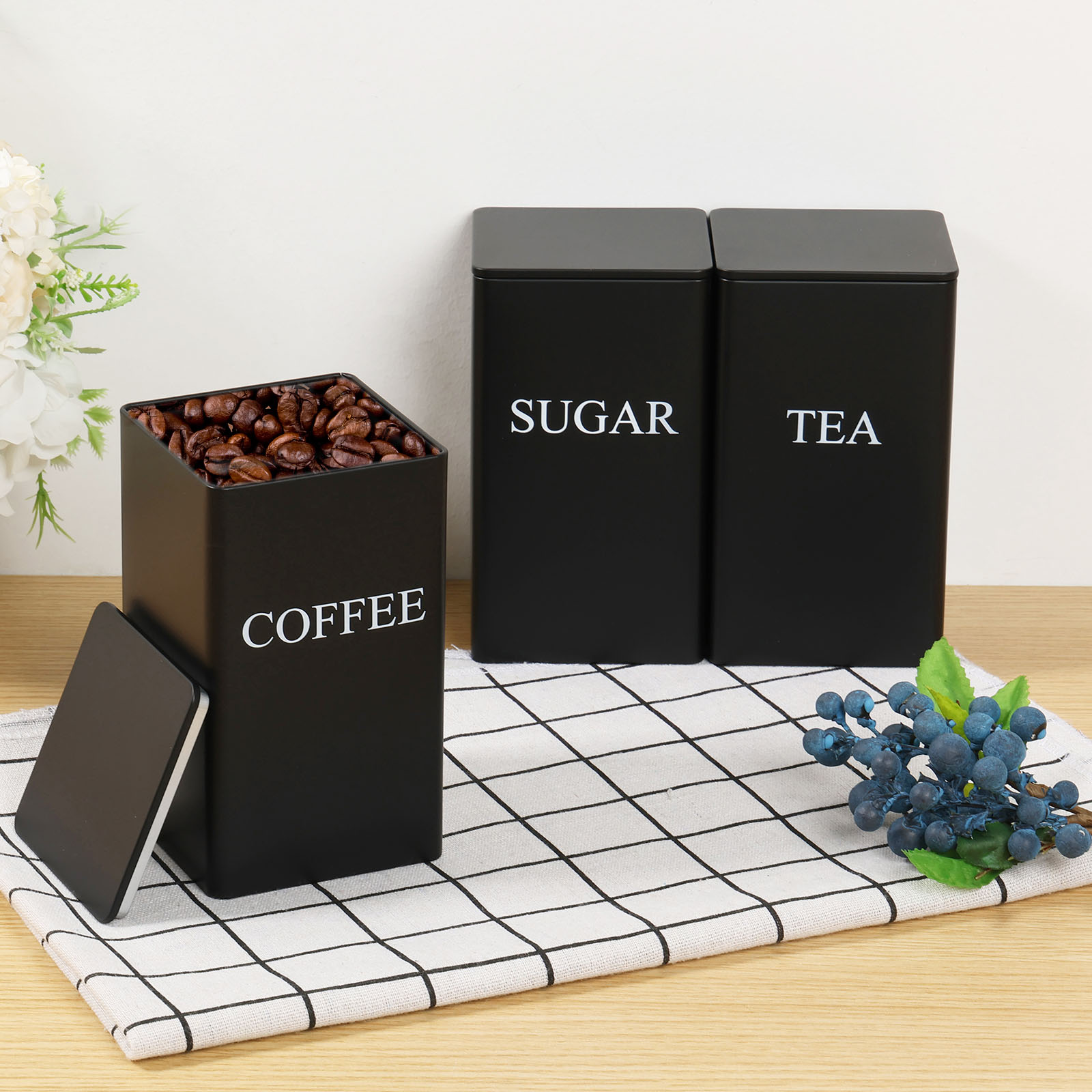 Coffee Tea Canister Set - 3 adet kahve çekirdeği saklama kutuları