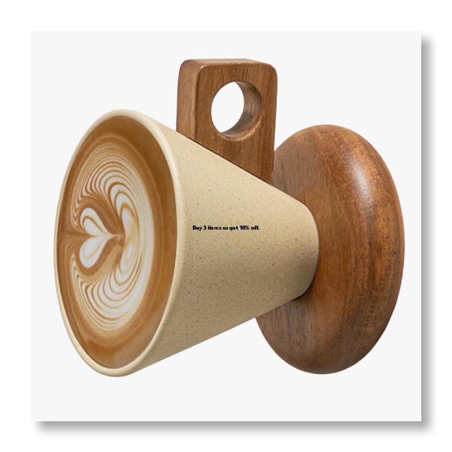 Coffee Tea Cups - Seramik Kahve Fincanı ve Ahşap Tabanlı