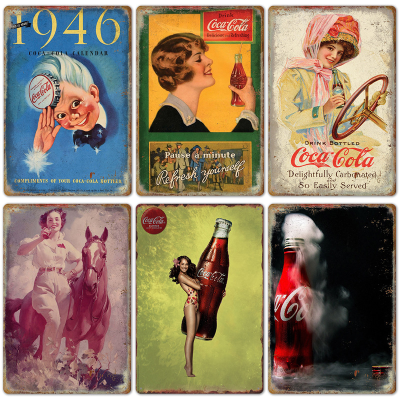 Coffee Tea Poster - Vintage kola logosu Metal Poster Retro