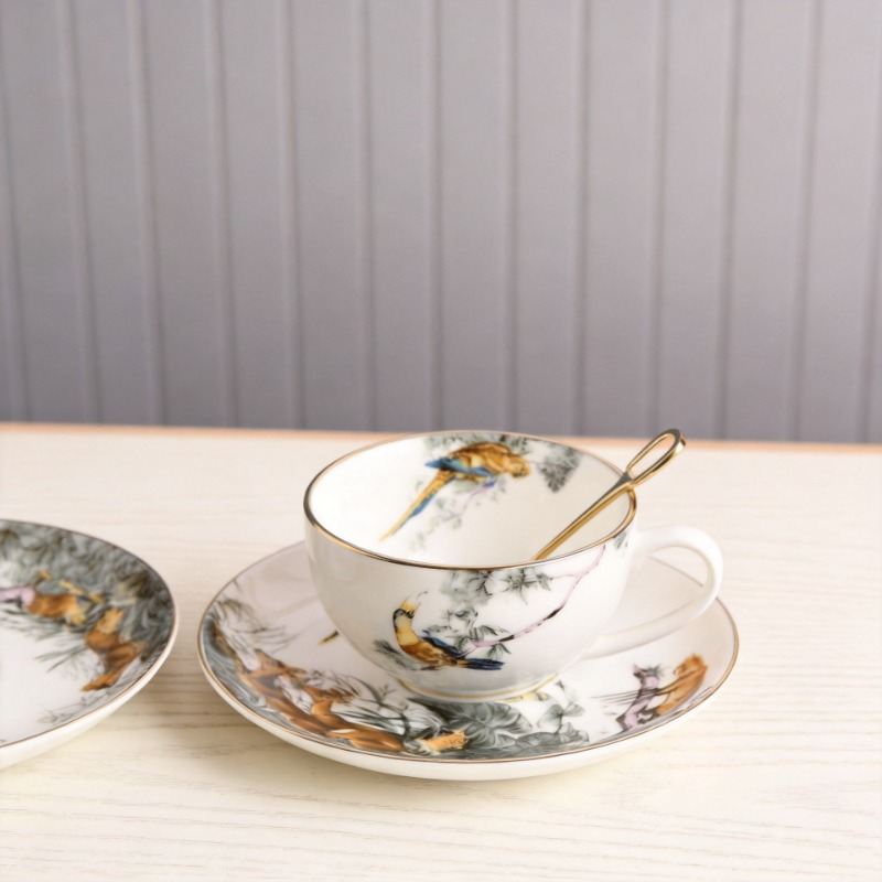 Coffee Tea Love - Retro İngiliz Kemik Çini Orman Çiçeği