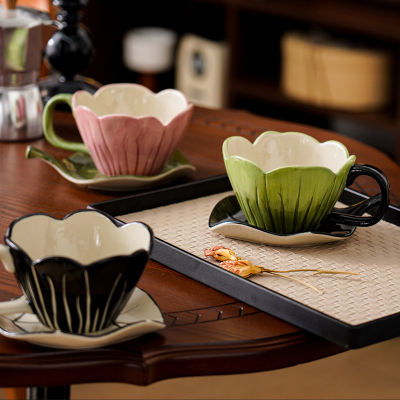 Mug Tea Coffee - Düzensiz El-boyalı Kahve Fincanı tabak seti