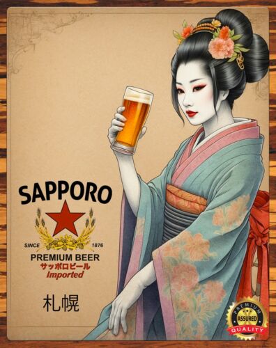 Coffee Tea Poster - Japonya-geisha-sapporoo bira-çok nadir-metal işareti