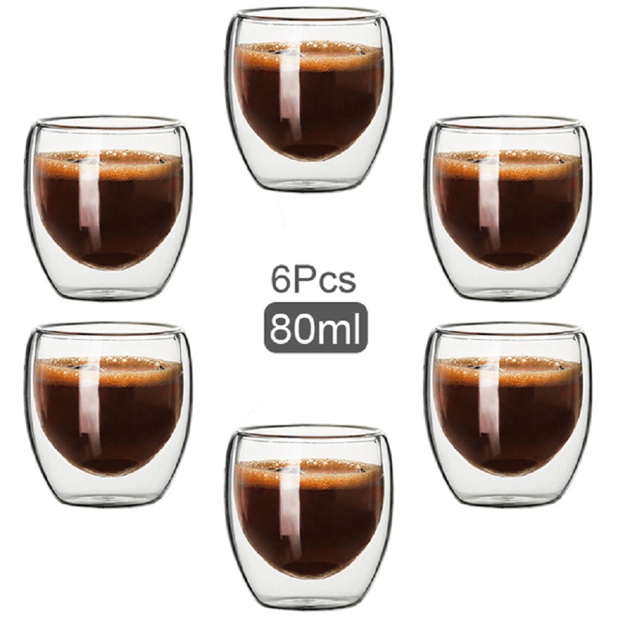Coffee Tea Catering - Çift Duvarlı Cam Kahve Kupaları Cam