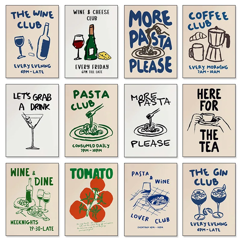 Coffee Tea Poster - Modern Mutfak Sanatı Şarap Kahve İkindi