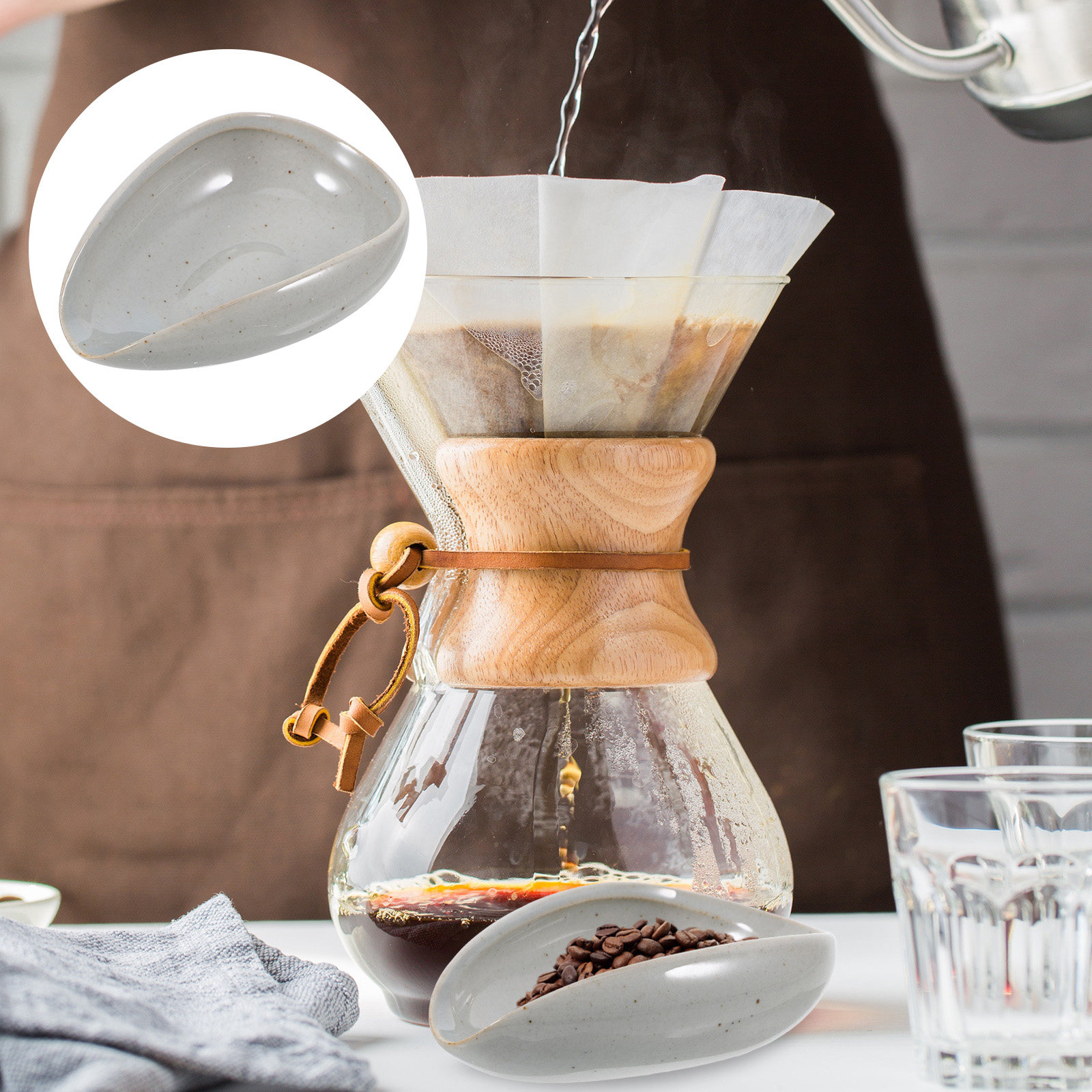 Coffee Tea Home - Seramik Kahve Çekirdeği Tepsisi Dozaj Kabı