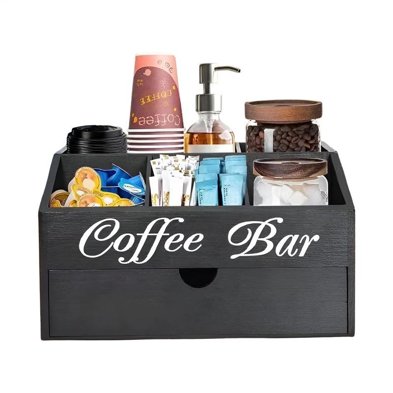 Coffee Tea Station - Kahve Çay Tutucu Sepet Tezgah Ahşap