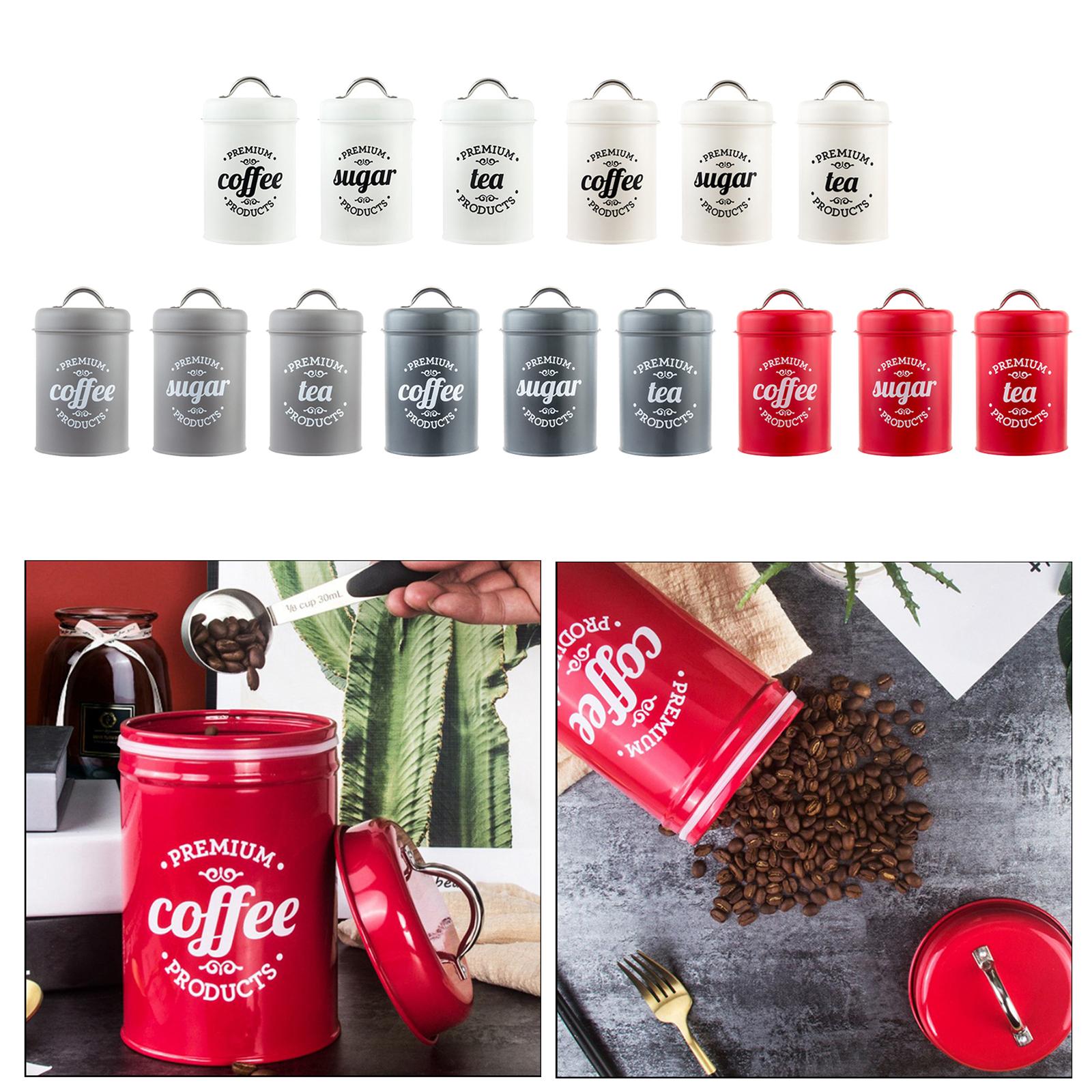 Coffee Tea Canister Set - Metal Mutfak Saklama Kabı Seti Kahve