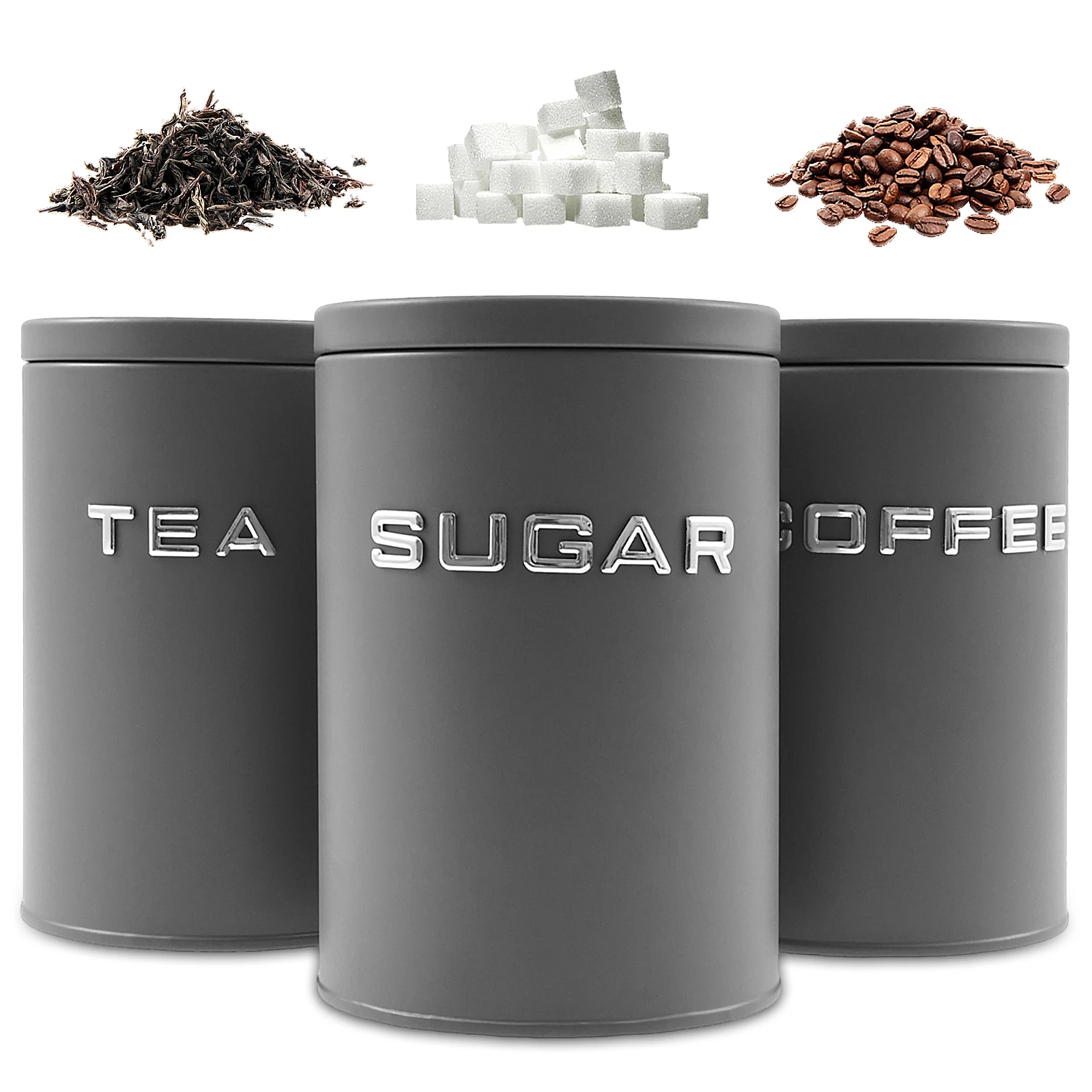 Coffee Tea Canister Set - 3 Adet Çay Kahve Şeker Saklama