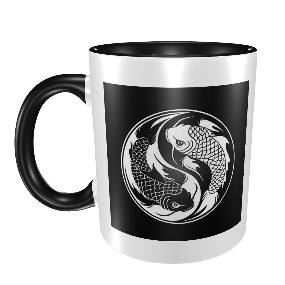 Coffee Tea Yin Yang - Siyah Beyaz Yin Yang Koi Balık
