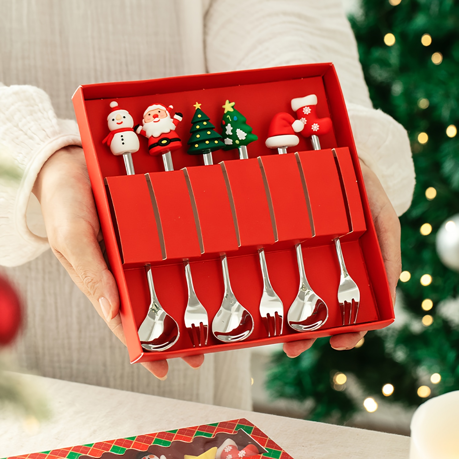 Coffee Tea Catering - 1 Set Yaratıcı Noel Çatal ve
