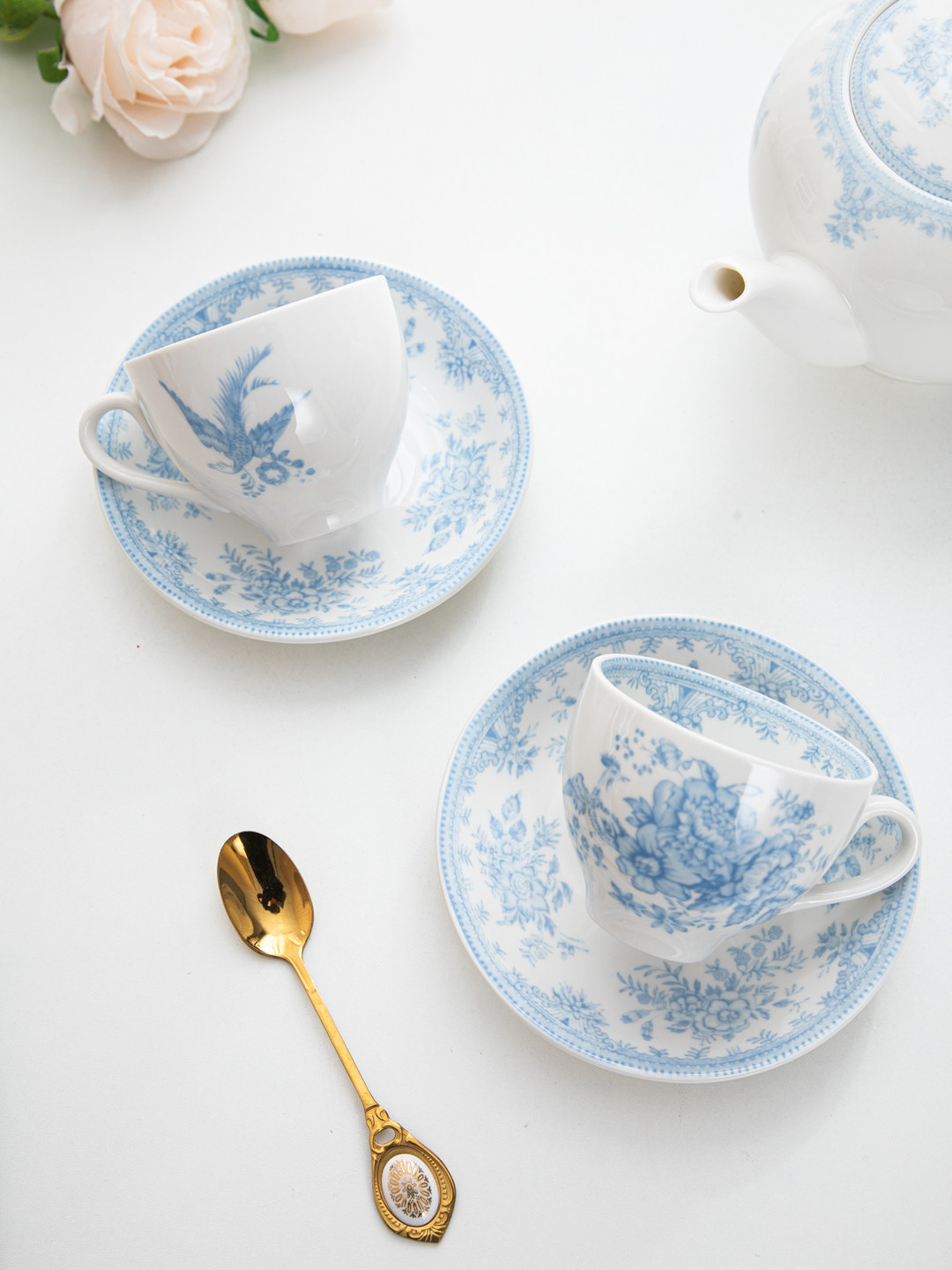 Ev, retro mavi şakayık desenli - Coffee Tea English incelemesi ve fiyatı