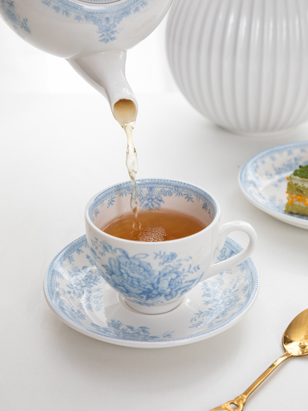 Ev, retro mavi şakayık desenli - Coffee Tea English incelemesi ve fiyatı