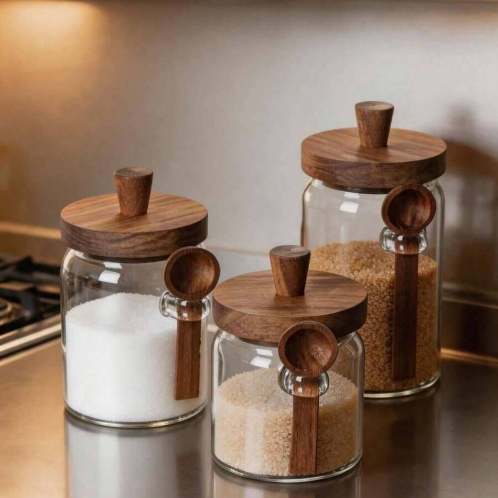3 Parçalı Set Şeffaf Cam Kavan - Coffee Tea Canister Set incelemesi ve fiyatı